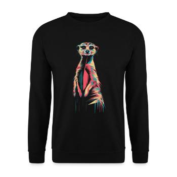 Colorful Meerkat Artwork - Unisex Sweatshirt - black - Front - Alina (178cm) & Michal (187cm)