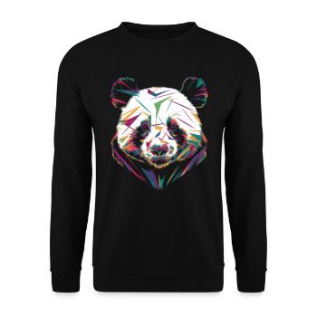 Bunter Panda Kopf Abstrakte Kunst - Unisex Pullover - Schwarz - Vorne - Alina (178cm) & Michal (187cm)