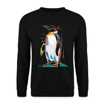 Pingouin géométrique coloré - Sweat-shirt Unisexe - noir - Devant - Alina (178cm) & Michal (187cm)