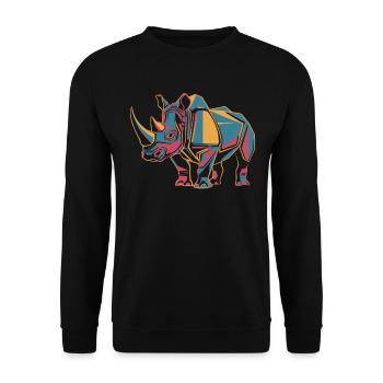 Rhinocéros géométrique coloré - Sweat-shirt Unisexe - noir - Devant - Alina (178cm) & Michal (187cm)