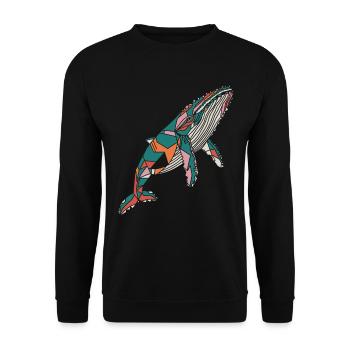 Baleine géométrique colorée Artwork - Sweat-shirt Unisexe - noir - Devant - Alina (178cm) & Michal (187cm)