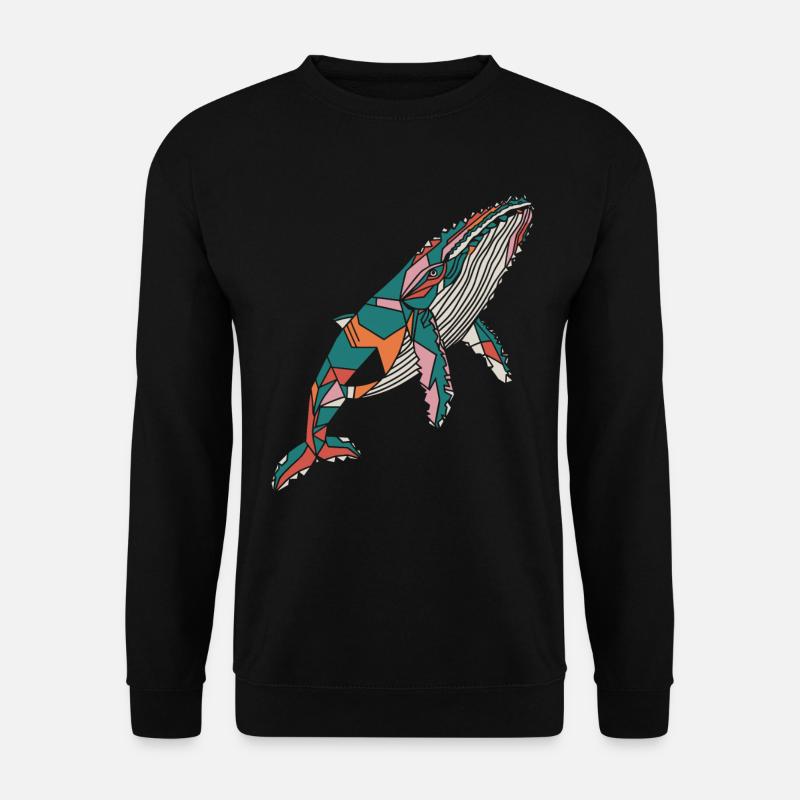 Bunter Geometrischer Wal Kunstwerk - Unisex Pullover - Schwarz