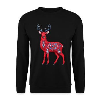 Red deer with floral pattern - Unisex Sweatshirt - black - Front - Alina (178cm) & Michal (187cm)