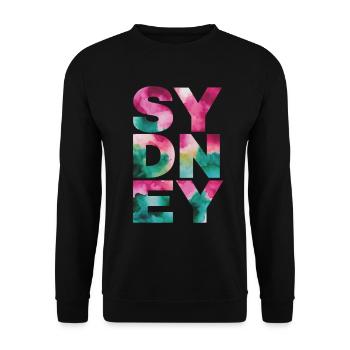 Sydney Souvenir Bunt Aquarell Stil - Unisex Pullover - Schwarz - Vorne - Alina (178cm) & Michal (187cm)