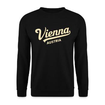 Vienna Austria Souvenir Retro Schriftzug - Unisex Pullover - Schwarz - Vorne - Alina (178cm) & Michal (187cm)