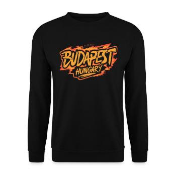 Budapest Hungary Souvenir - Unisex Pullover - Schwarz - Vorne - Alina (178cm) & Michal (187cm)