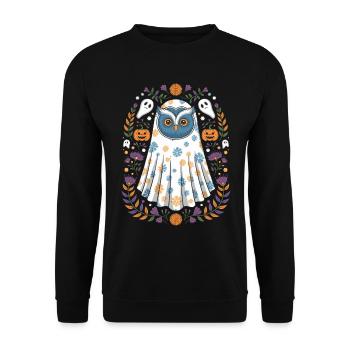 hibou d’Halloween déguisé avec des fantômes et - Sweat-shirt Unisexe - noir - Devant - Alina (178cm) & Michal (187cm)