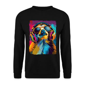 DJ Sloth With Headphones EDM Music Techno - Unisex Sweatshirt - black - Front - Alina (178cm) & Michal (187cm)