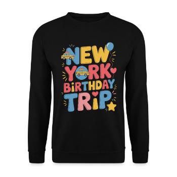 New York Birthday Trip Colorful - Unisex Sweatshirt - black - Front - Alina (178cm) & Michal (187cm)