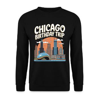 Chicago Geburtstag Reise Skyline - Unisex Pullover - Schwarz - Vorne - Alina (178cm) & Michal (187cm)