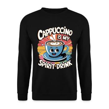 Cappuccino Is My Spirit Drink Retro - Unisex Pullover - Schwarz - Vorne - Alina (178cm) & Michal (187cm)