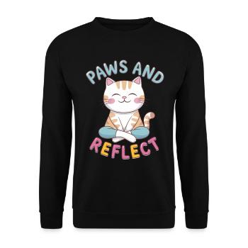Paws And Reflect Katze Yoga Meditation - Unisex Pullover - Schwarz - Vorne - Alina (178cm) & Michal (187cm)