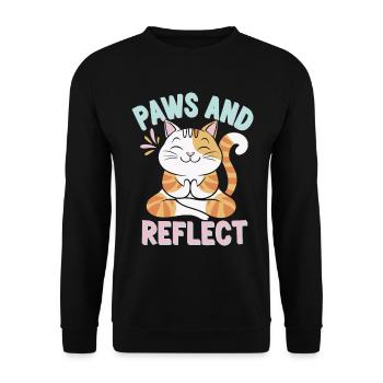 Pattes Et Réfléchir Chat Yoga Méditation - Sweat-shirt Unisexe - noir - Devant - Alina (178cm) & Michal (187cm)
