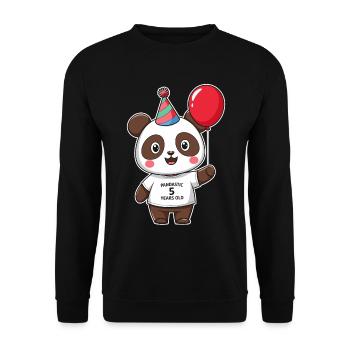 5ème anniversaire Panda Ours Panda Table 5 ans - Sweat-shirt Unisexe - noir - Devant - Alina (178cm) & Michal (187cm)