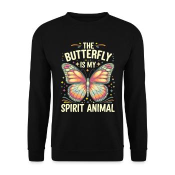 Schmetterling Le papillon est mon animal spirituel - Sweat-shirt Unisexe - noir - Devant - Alina (178cm) & Michal (187cm)
