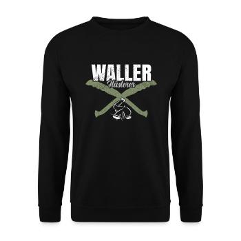 Waller Angeln - Unisex Pullover - Schwarz - Vorne - Alina (178cm) & Michal (187cm)