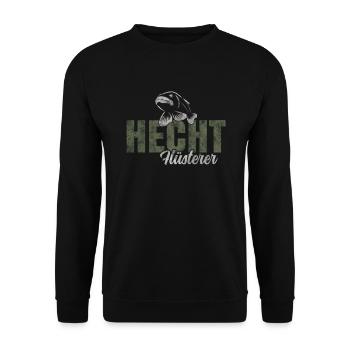 Hecht Angeln - Unisex Pullover - Schwarz - Vorne - Alina (178cm) & Michal (187cm)