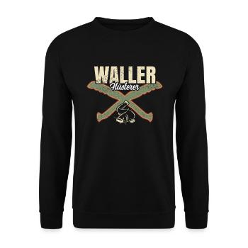 Waller Flüsterer - Unisex Pullover - Schwarz - Vorne - Alina (178cm) & Michal (187cm)