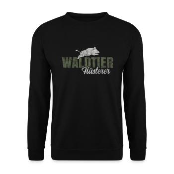 Waldtier Flüsterer - Unisex Pullover - Schwarz - Vorne - Alina (178cm) & Michal (187cm)