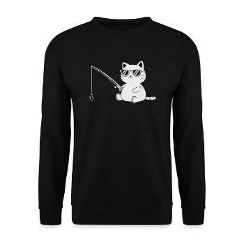 Cat with sunglasses fishing - Unisex Sweatshirt - black - Front - Alina (178cm) & Michal (187cm)