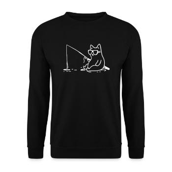 Cat with sunglasses fishing - Unisex Sweatshirt - black - Front - Alina (178cm) & Michal (187cm)