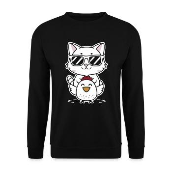 Cat with sunglasses on chicken - Unisex Sweatshirt - black - Front - Alina (178cm) & Michal (187cm)