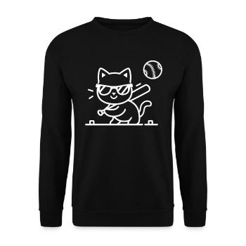 Chat avec des lunettes de soleil jouant au baseball - Sweat-shirt Unisexe - noir - Devant - Alina (178cm) & Michal (187cm)