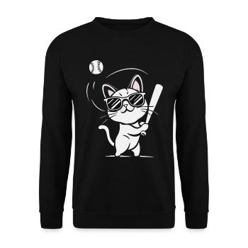 Chat avec des lunettes de soleil jouant au baseball - Sweat-shirt Unisexe - noir - Devant - Alina (178cm) & Michal (187cm)