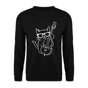 Cat with sunglasses plays double bass - Unisex Sweatshirt - black - Front - Alina (178cm) & Michal (187cm)