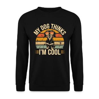 Teckel mon chien pense que je suis cool - Sweat-shirt Unisexe - noir - Devant - Alina (178cm) & Michal (187cm)