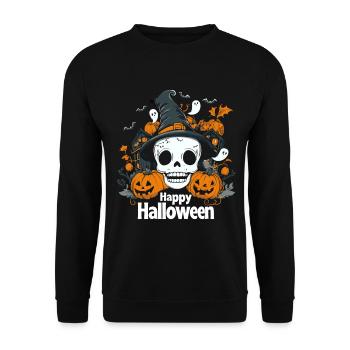 Halloween Costume Skull Witch Ghost Pumpkin - Unisex Sweatshirt - black - Front - Alina (178cm) & Michal (187cm)
