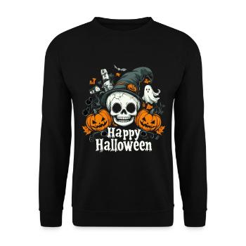 Halloween Costume Skull Witch Ghost Pumpkin - Unisex Sweatshirt - black - Front - Alina (178cm) & Michal (187cm)