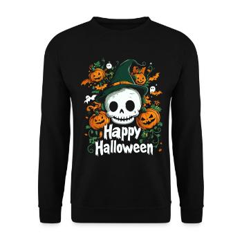 Halloween Skull Witch Ghost Pumpkin Costume - Unisex Sweatshirt - black - Front - Alina (178cm) & Michal (187cm)