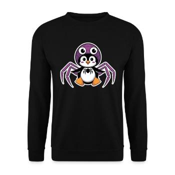 Cute penguin in Halloween spider costume - Unisex Sweatshirt - black - Front - Alina (178cm) & Michal (187cm)