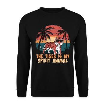 Der Tiger Ist Mein Spiritueller Begleiter - Unisex Pullover - Schwarz - Vorne - Alina (178cm) & Michal (187cm)