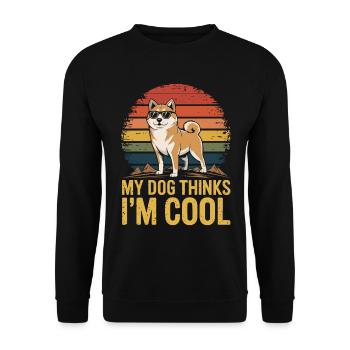 Shiba Inu Mon chien pense que je suis cool - Sweat-shirt Unisexe - noir - Devant - Alina (178cm) & Michal (187cm)