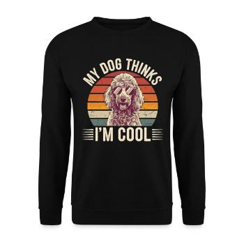 Pudel Mein Hund Denkt Das Ich Cool Bin - Unisex Pullover - Schwarz - Vorne - Alina (178cm) & Michal (187cm)