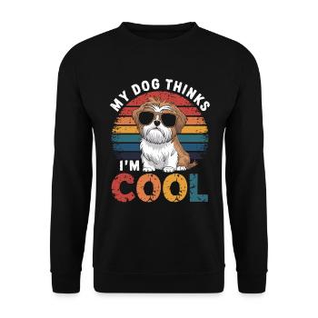 Shi shitzu mon chien pense que je suis cool - Sweat-shirt Unisexe - noir - Devant - Alina (178cm) & Michal (187cm)