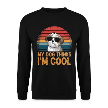 Shi shitzu mon chien pense que je suis cool - Sweat-shirt Unisexe - noir - Devant - Alina (178cm) & Michal (187cm)