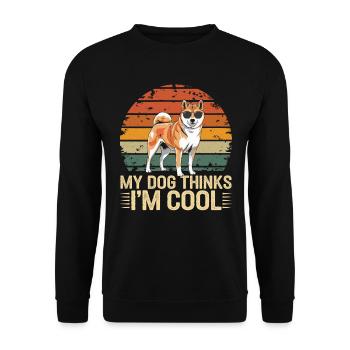 Shiba Inu Mon chien pense que je suis cool - Sweat-shirt Unisexe - noir - Devant - Alina (178cm) & Michal (187cm)