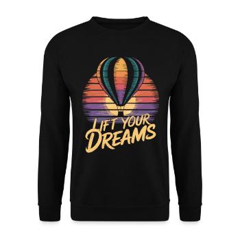 Hot Air Balloon Inspiration Quote - Lift Your - Unisex Sweatshirt - black - Front - Alina (178cm) & Michal (187cm)