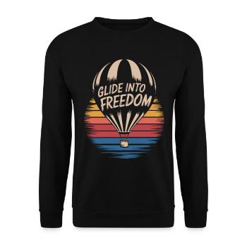 Gleite In Die Freiheit Heißluftballon Inspiration - Unisex Pullover - Schwarz - Vorne - Alina (178cm) & Michal (187cm)