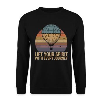 Heißluftballon Inspiration Zitat: Erhebe Deinen - Unisex Pullover - Schwarz - Vorne - Alina (178cm) & Michal (187cm)