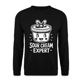 Sour Cream Expert Lustiges Cartoon Motiv - Unisex Pullover - Schwarz - Vorne - Alina (178cm) & Michal (187cm)
