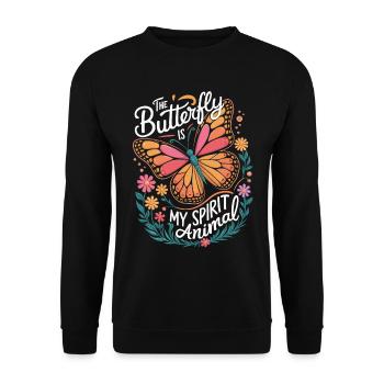 Schmetterling Le papillon est mon animal spirituel - Sweat-shirt Unisexe - noir - Devant - Alina (178cm) & Michal (187cm)