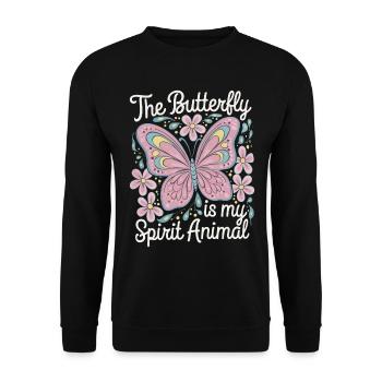 Schmetterling Le papillon est mon animal spirituel - Sweat-shirt Unisexe - noir - Devant - Alina (178cm) & Michal (187cm)