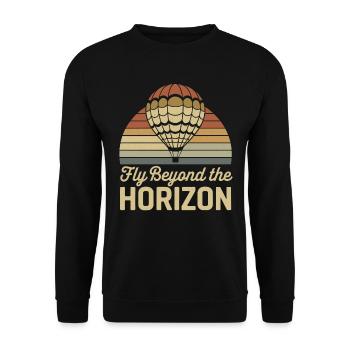 Fliege Jenseits des Horizonts Heißluftballon - Unisex Pullover - Schwarz - Vorne - Alina (178cm) & Michal (187cm)