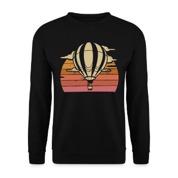 Heißluftballon Retro Sonnenuntergang Freiheit - Unisex Pullover - Schwarz - Vorne - Alina (178cm) & Michal (187cm)