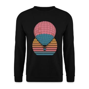 Hot Air Balloon Sunset Vintage Pattern - Unisex Sweatshirt - black - Front - Alina (178cm) & Michal (187cm)