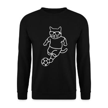 Cat with sunglasses playing football - Unisex Sweatshirt - black - Front - Alina (178cm) & Michal (187cm)